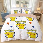 Parure de lit imprimee en 3d p - pokemon, housse de couette et taie d'oreiller, motif dessin anime p ...