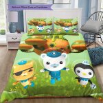 Parure de lit imprimee cr�atures sous - marines, housse de couette et taie d'oreiller, decoration d'int�rieur, ...