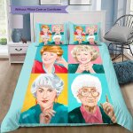 Parure de lit imprimee avec housse de couette et taies d'oreiller, motif dessin anime dor�, decoration ...