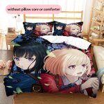 Parure de lit imprimee lycoris - motif de personnages animes vibrants, tissu en polyester, fermeture ...