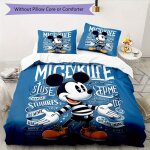 Parure de lit imprimee mickey mouse bleue, housse de couette et taie d'oreiller, decoration de no�l pour ...