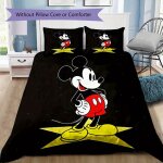Parure de lit imprimee mickey et star, housse de couette et taie d'oreiller, decoration de la maison, ...