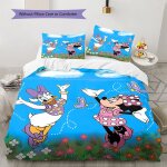 Parure de lit imprimee minnie et daisy de printemps, housse de couette et taie d'oreiller, decoration ...