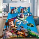 Parure de lit imprimee toy story 3d, housse de couette et taies d'oreiller, 2 / 3 pieces, pour lit simple, ...