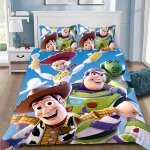 Parure de lit imprimee toy story 3d, housse de couette et taies d'oreiller, 2 / 3 pieces, pour lit simple, ...
