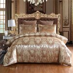 Parure de lit jacquard, housse de couette au motif baroque, aspect romantique, parure de lit satin��e ...