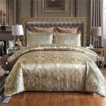 Parure de lit jacquard, housse de couette au motif baroque, aspect romantique, parure de lit satin��e ...