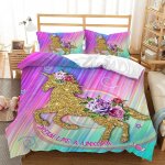 Parure de lit licorne arc - en - ciel kawaii avec housse de couette et motif animal de dessin anime pour ...