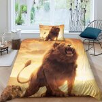 Parure de lit lion, housse de couette, motif animal mignon et f�roce, motif jungle, dessin anime, housse ...
