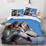 Parure lit loup animal housse couette cm x cm anti - allergique polyester coton housse de couette x fille ...