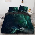 Parure de lit loup animal housse de couette x cm moelleux polyester - coton parure de lit x avec taies ...