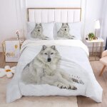 Parure de lit d loup avec housse de couette et taie d'oreiller, motif loup, x cm, d��coration de chambre ...