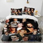 Parure de lit de luxe imprimee en 3d johnny depp, housse de couette, taie d'oreiller, king size et queen ...