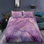 Parure de lit en marbre violet, housse de couette imprime en 3d, linge de lit avec taie d'oreiller, ...