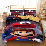 Parure de lit super mario odyssey, housse de couette et taie d'oreiller, 3 pieces, d�coration d'int�rieur, ...