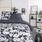Parure de lit mawira - 2 personnes - 260 x 240 cm - 100% coton - bleu marine motif floral - today