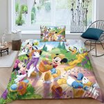 Parure de lit mickey mouse et donald duck en microfibre, housse de couette et taie d'oreiller imprim�es ...