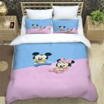 Parure de lit mickey mouse pour enfant, housse de couette et taie d'oreiller, pour lit simple, double ...