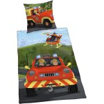Parure de lit mignonne avec dessin anime sam le pompier, ensemble de literie exquis, housse de couette, ...