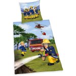 Parure de lit mignonne avec dessin anime sam le pompier, ensemble de literie exquis, housse de couette, ...