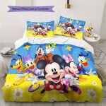 Parure de lit minnie mouse friends avec housse de couette imprimee - polyester, toutes saisons, fermeture ...