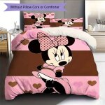 Parure de lit minnie et son coeur, avec housse de couette et taies d'oreiller, ideal pour la decoration ...