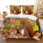 Parure de lit d motif animal chambre chambre mignonne ��cureuil contient housse de couette taie d'oreiller ...