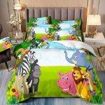 Parure de lit motif animaux de dessin anime mignon, housse de couette el�phant, motif animalier 3d, petite ...