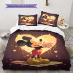 Parure de lit motif coeur mickey mouse, housse de couette et taie d'oreiller, douce, decoration de chambre ...