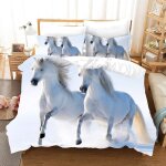 Parure de lit motif cheval et animaux, housse de couette imprim�e en 3d avec taies d'oreiller, pour lit ...