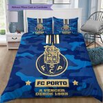 Parure de lit a motif fc porto, housse de couette, taie d'oreiller, douce, decoration de chambre a coucher, ...
