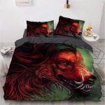 Parure de lit d avec motif de loup, tendance, fantaisiste, housse de couette respirante avec fermeture ...
