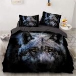 Parure de lit d avec motif de loup, tendance, fantaisiste, housse de couette respirante avec fermeture ...