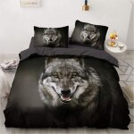 Parure de lit d avec motif de loup, tendance, fantaisiste, housse de couette respirante avec fermeture ...