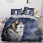 Parure de lit d avec motif de loup, tendance, fantaisiste, housse de couette respirante avec fermeture ...