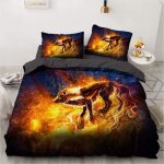 Parure de lit d avec motif de loup, tendance, fantaisiste, housse de couette respirante avec fermeture ...