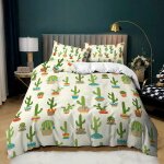 Parure de lit motif ours, dinosaure, cactus et ecureuil - housse de couette 100 % coton lav�, respirante, ...