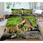 Parure de lit motif tigre 3d avec housse de couette et taie d'oreiller pour lit queen size et king size ...