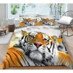 Parure de lit motif tigre 3d avec housse de couette et taie d'oreiller pour lit queen size et king size ...