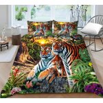 Parure de lit motif tigre 3d avec housse de couette et taie d'oreiller pour lit queen size et king size ...