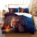 Parure de lit motif tigre, housse de couette imprim�e en 3d avec taies d'oreiller, pour lit double ou ...