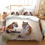 Parure de lit motif tigre, housse de couette imprim�e en 3d avec taies d'oreiller, pour lit double ou ...