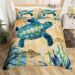 Parure de lit motif tortue de mer, housse de couette, taies d'oreiller, motif animal de l'oc�an, motif ...