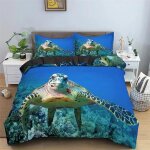 Parure de lit motif tortue de mer, housse de couette, taies d'oreiller, motif animal de l'oc�an, motif ...