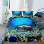 Parure de lit motif tortue de mer, housse de couette, taies d'oreiller, motif animal de l'oc�an, motif ...