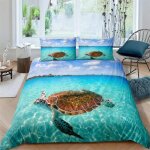 Parure de lit motif tortue de mer, housse de couette, taies d'oreiller, motif animal de l'oc�an, motif ...
