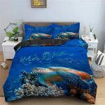 Parure de lit motif tortue de mer, housse de couette, taies d'oreiller, motif animal de l'oc�an, motif ...