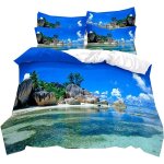 Parure de lit ��t�� oc��an mouette palmier plage ��toile de mer coquille ?les du golfe motif ensemble ...