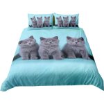 Parures de lit / personnes chaton chat animal d / housse de couette avec fermeture eclair microfibre ...