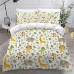 Parure de lit personnes lion girafe imprim� d housse de couette x avec fermeture eclair avec taie d'oreiller ...